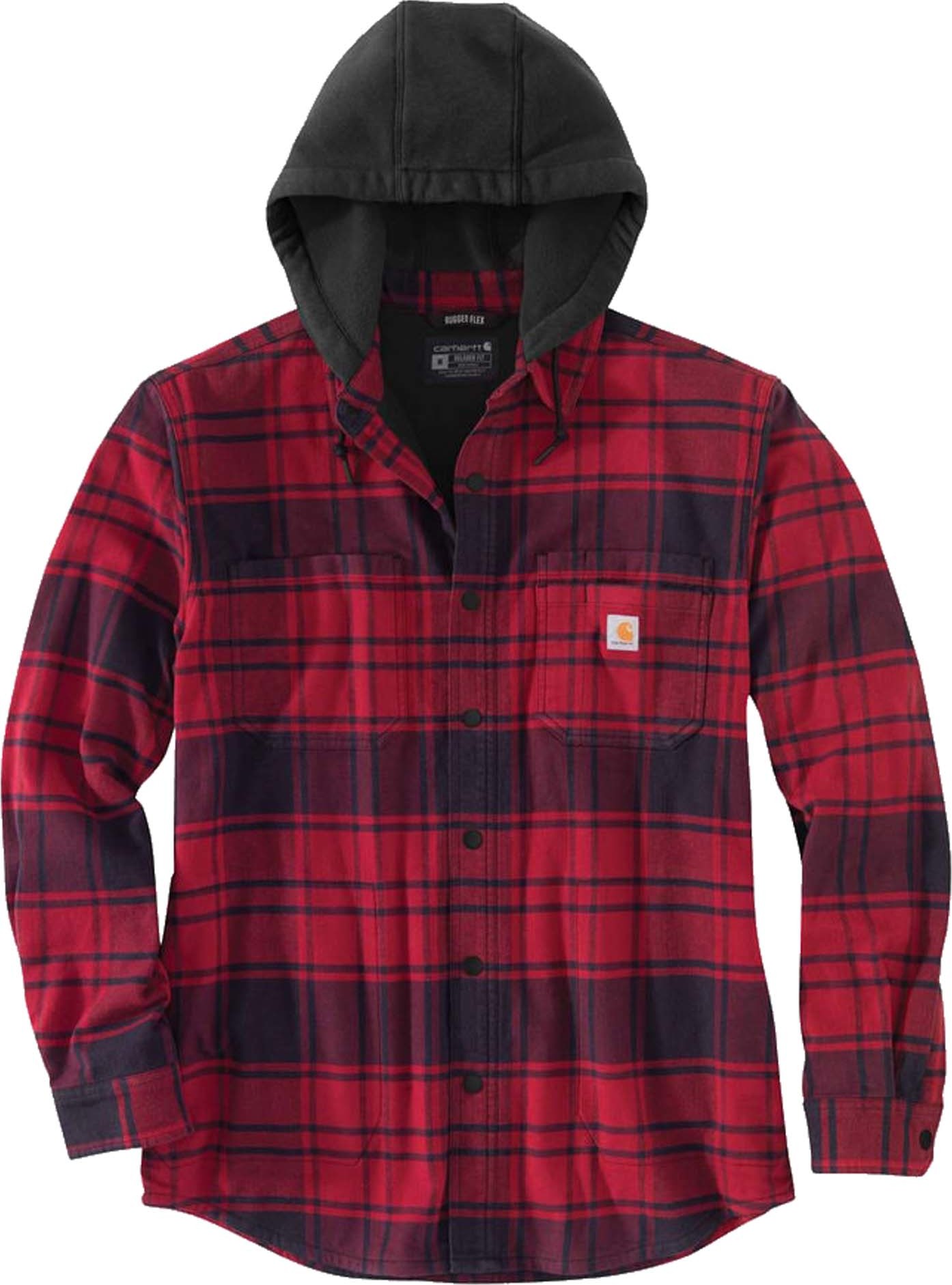 Carhartt Men's Flannel Fleece Lined Hooded Shirt Jacket OXBLOOD L, Oxblood