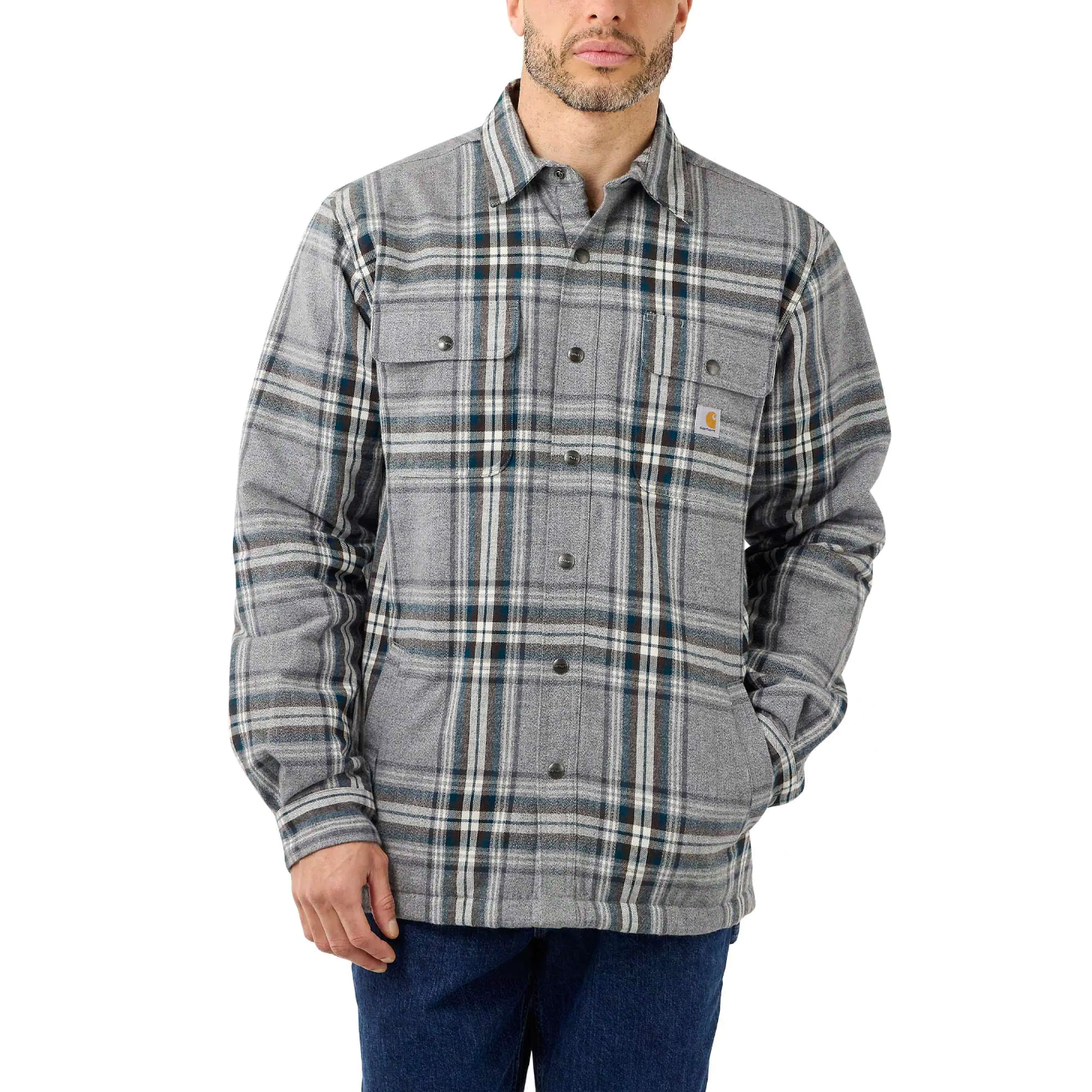 Men’s Flannel Sherpa Lined Shirt Jacket ASPHALT