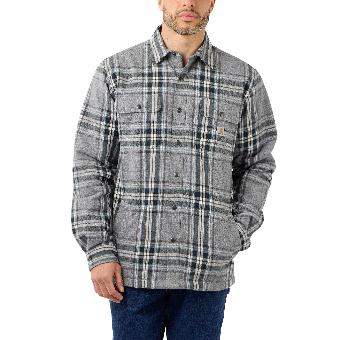 Carhartt Carhartt Men's Flannel Sherpa Lined Shirt Jacket Asphalt M, ASPHALT