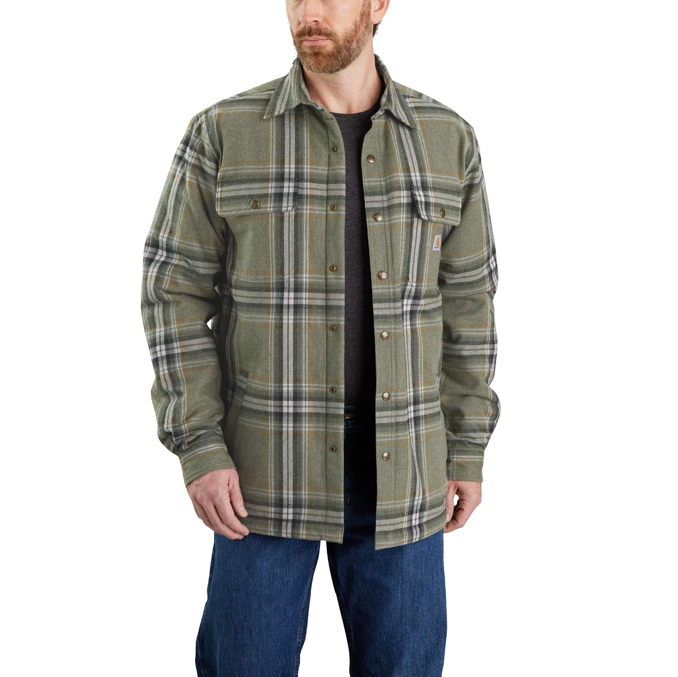 Carhartt Men’s Flannel Sherpa Lined Shirt Jacket BASIL