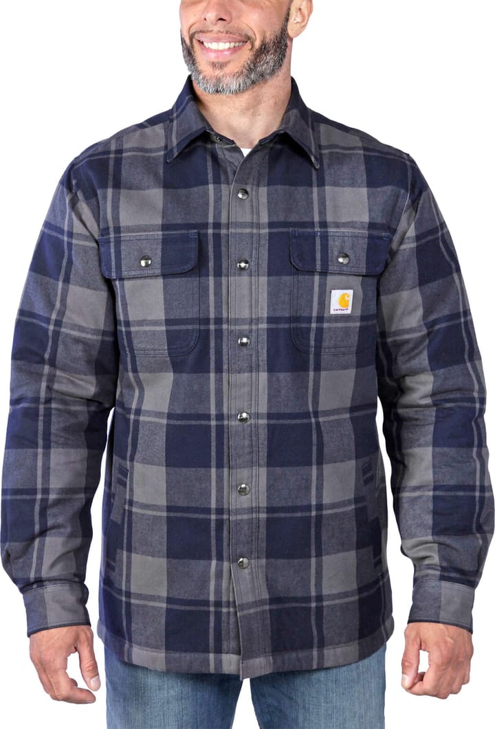 Carhartt Men's Flannel Sherpa Lined Shirt Jacket Navy Carhartt