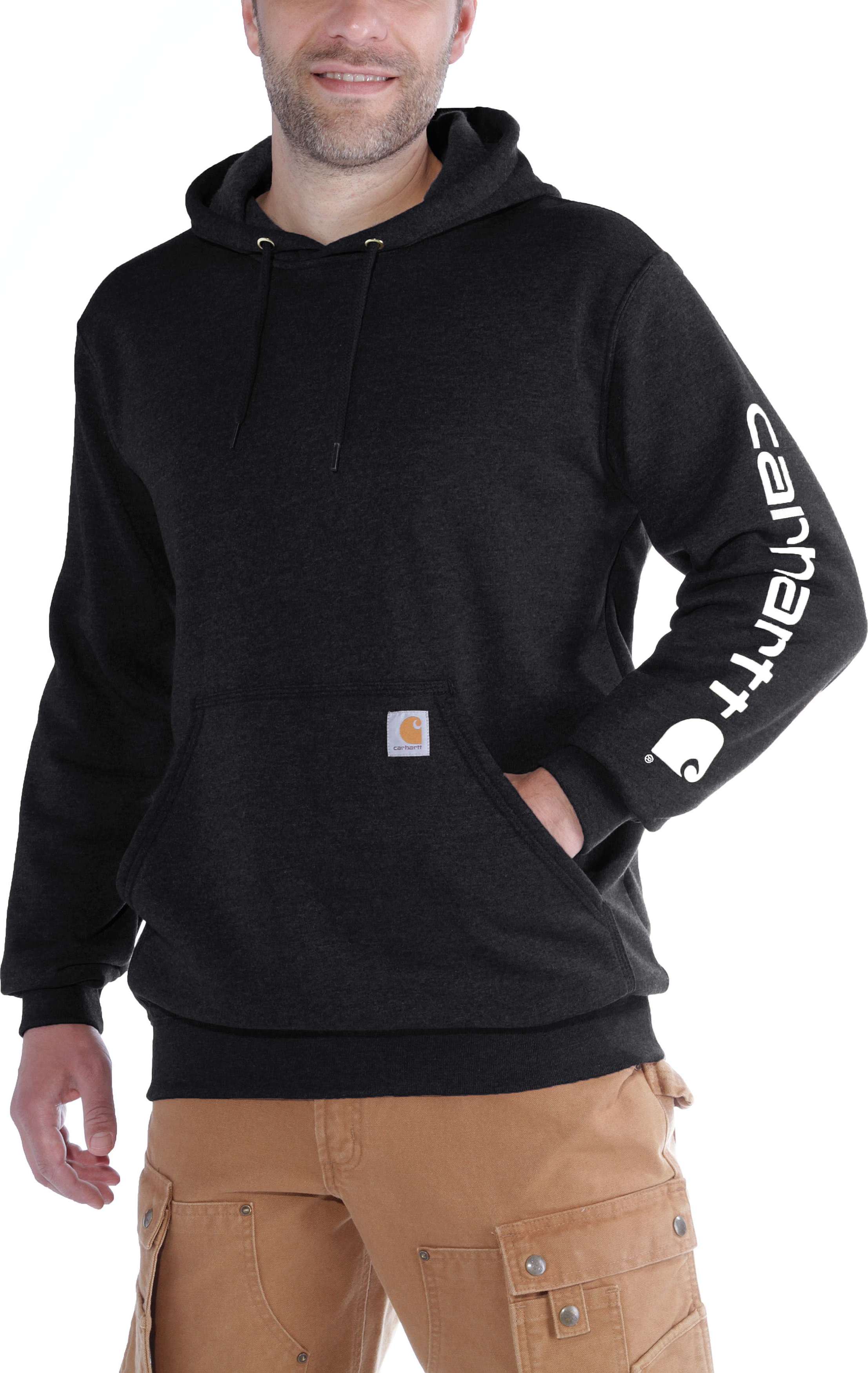 Carhartt Men’s Sleeve Logo Hooded Sweatshirt Black