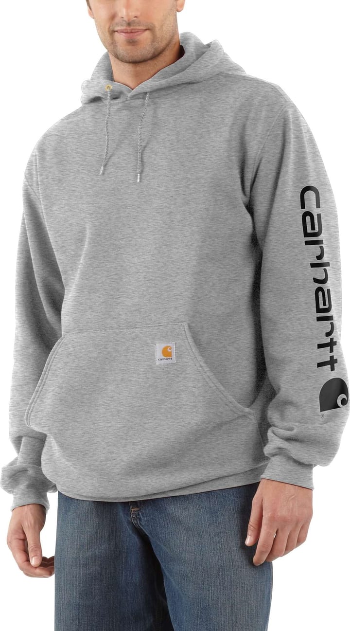 Carhartt Men's Sleeve Logo Hooded Sweatshirt Heather Grey/Black Carhartt