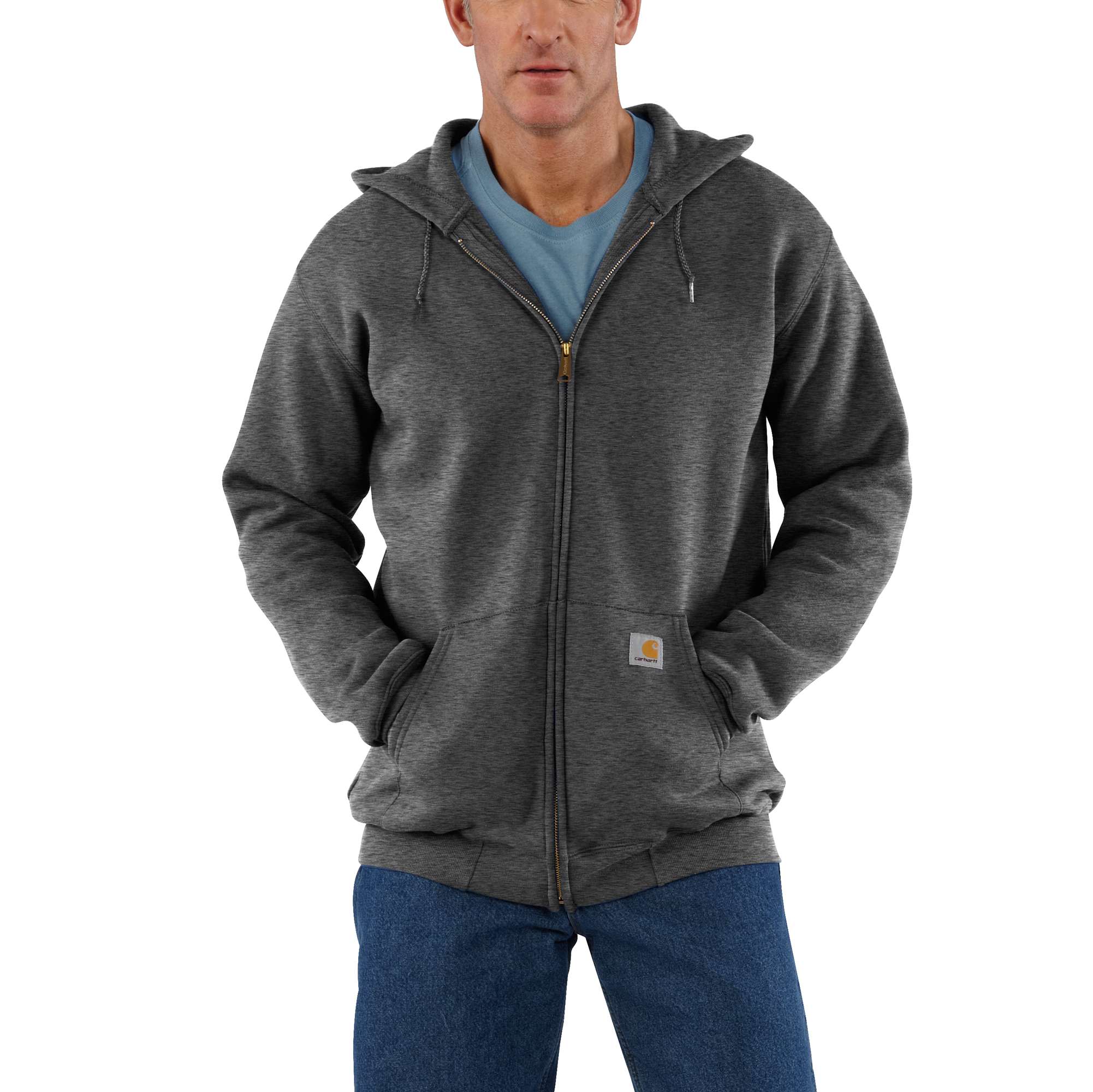 Carhartt Men's Zip Hooded Sweatshirt Carbon Heather Langermede trøyer L
