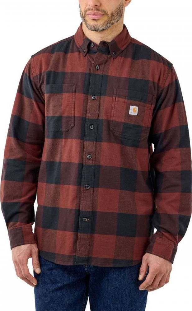 Men's Midweight Flannel L/S Plaid Shirt MINERAL RED