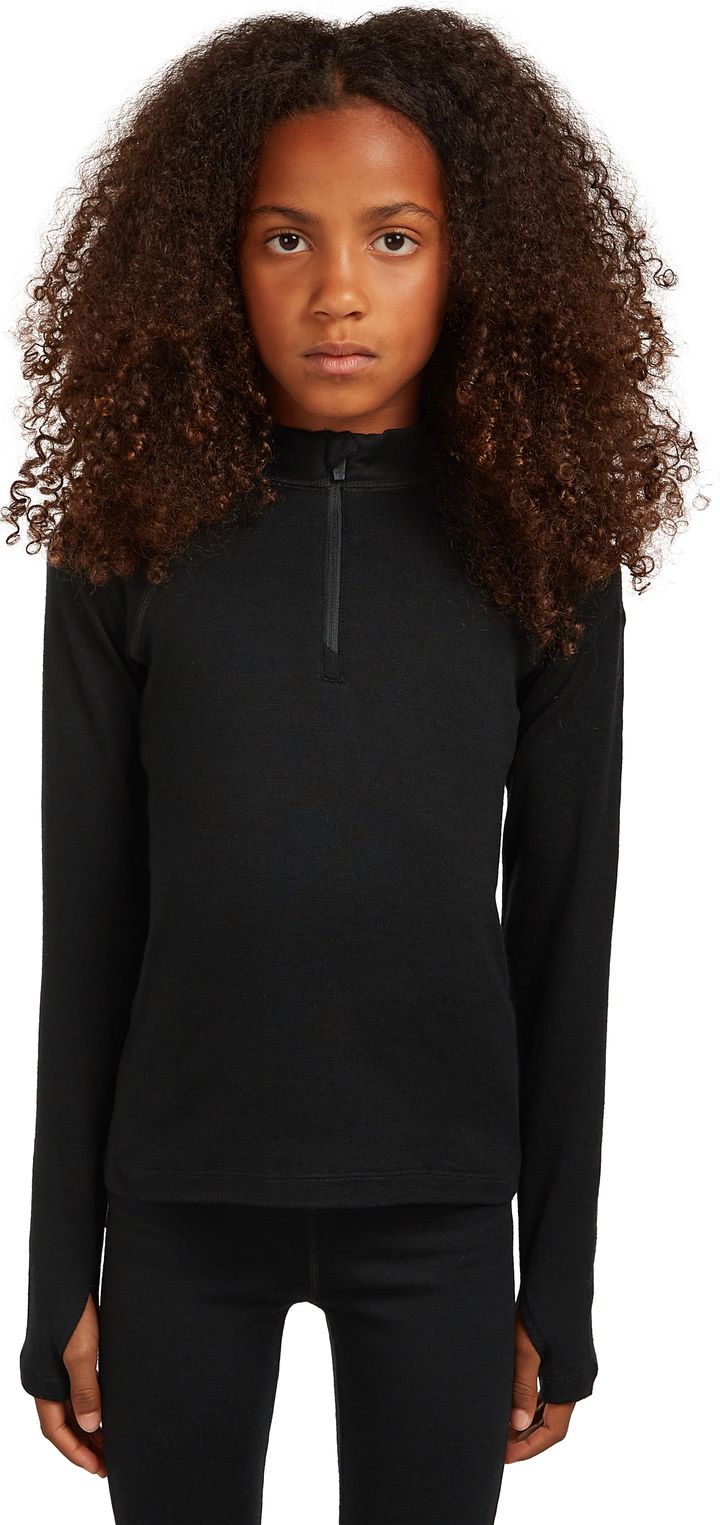 Icebreaker Kids' 260 Tech Long Sleeve Half Zip Black Icebreaker