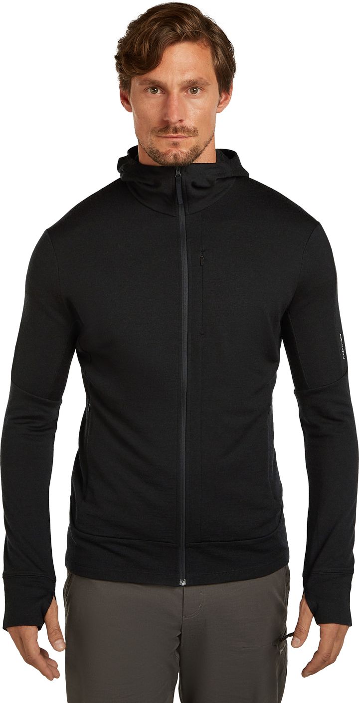 Icebreaker Men's Merino 260 Quantum Long Sleeve Zip Hoodie Black Icebreaker