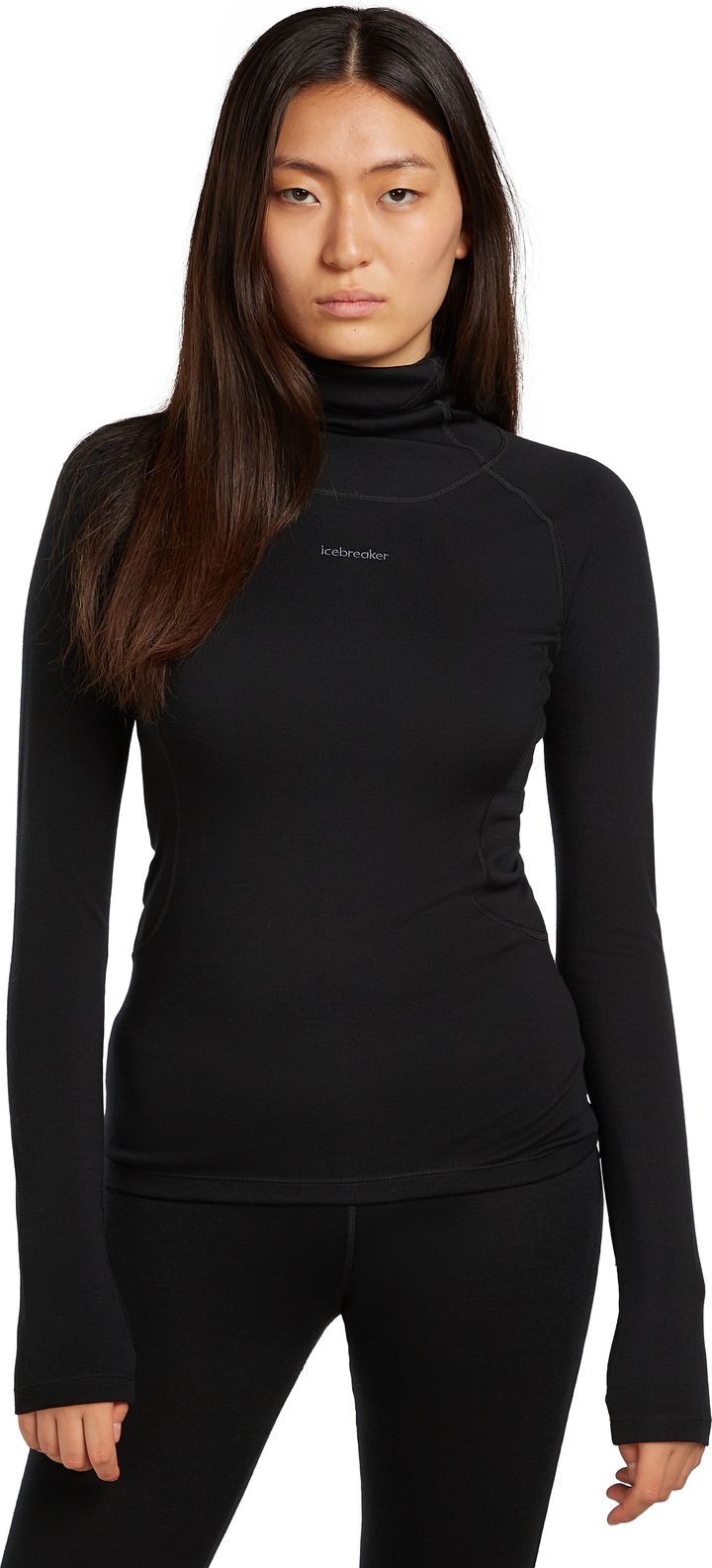 Icebreaker Women's 300 MerinoFine Polar Long Sleeve Roll Neck Black Icebreaker
