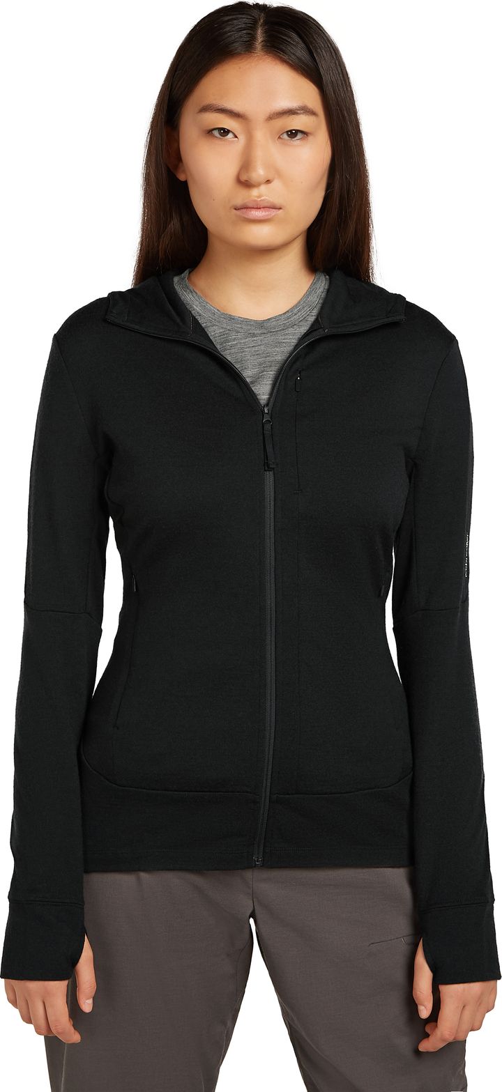 Icebreaker Women's Merino 260 Quantum Iv Longsleeve Zip Hoodie Black Icebreaker