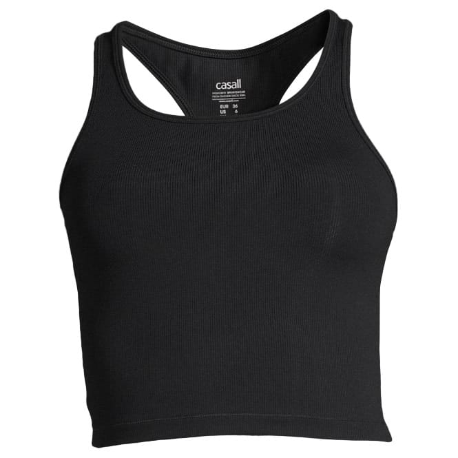 Casall Women's Bold Rib Crop Tank Black Casall Casall Women's Bold Rib Crop Tank Black Casall