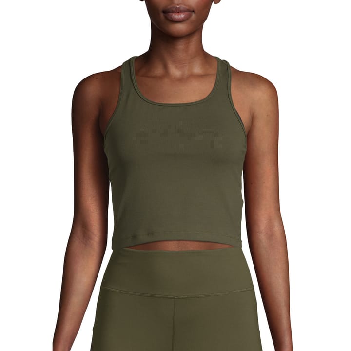 Casall Women's Bold Rib Crop Tank Forest Green Casall