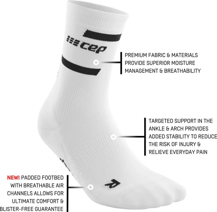 CEP Men's Run Compression Mid Cut Socks 4.0 White CEP