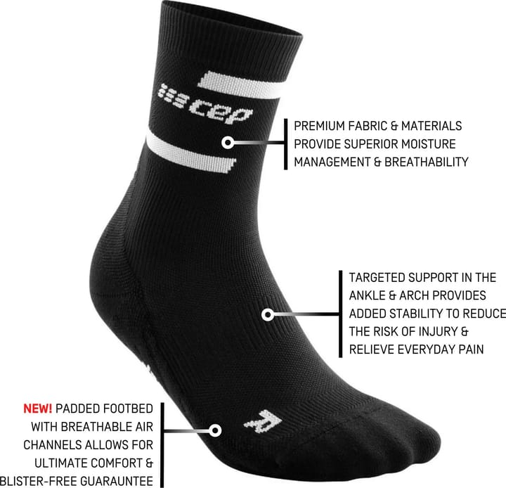 Women's The Run Socks, Mid Cut Black CEP