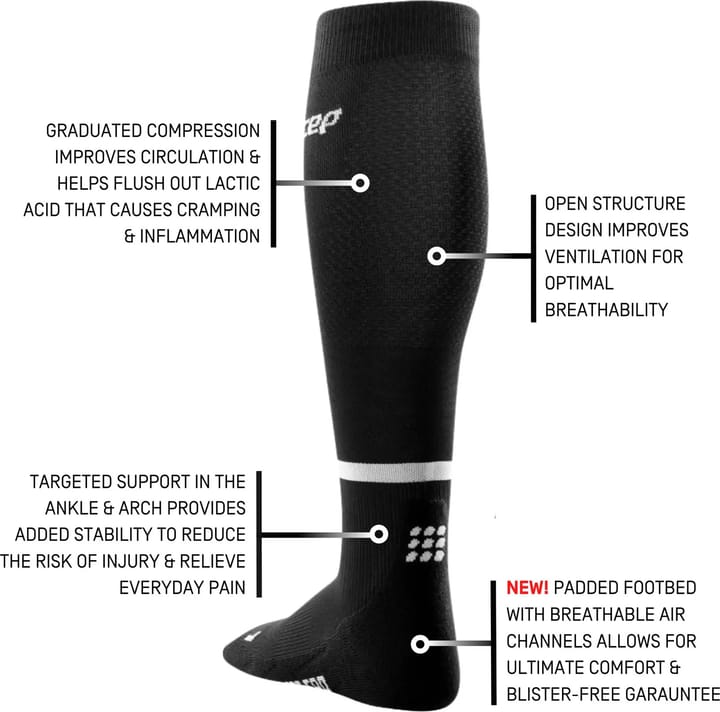 Women's The Run Socks, Tall Black CEP