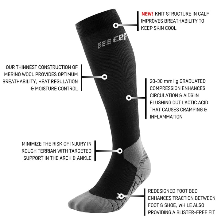 CEP Women's Hiking Light Merino Tall Compression Socks Black CEP