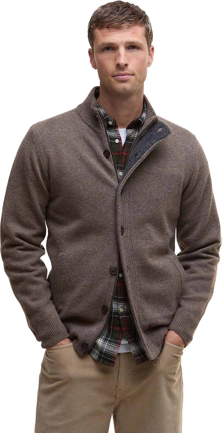 Barbour Men's Elbow-Patch Cardigan Dark Stone