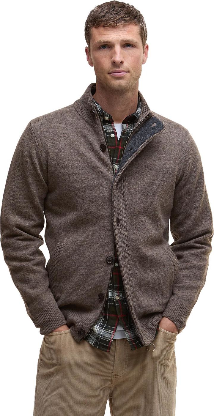 Barbour Men's Elbow-Patch Cardigan Dark Stone Barbour
