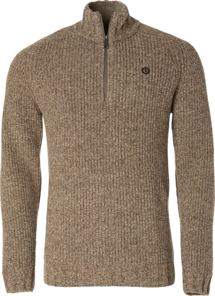 Chevalier Men's Groby Half Zip Wool Pullover Saddle Brown Neps Chevalier