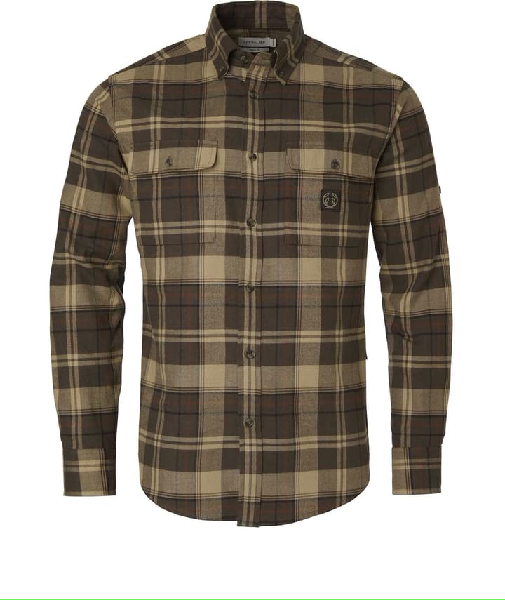 Chevalier Men's Heron Flannel Shirt Soil Brown Checked Chevalier