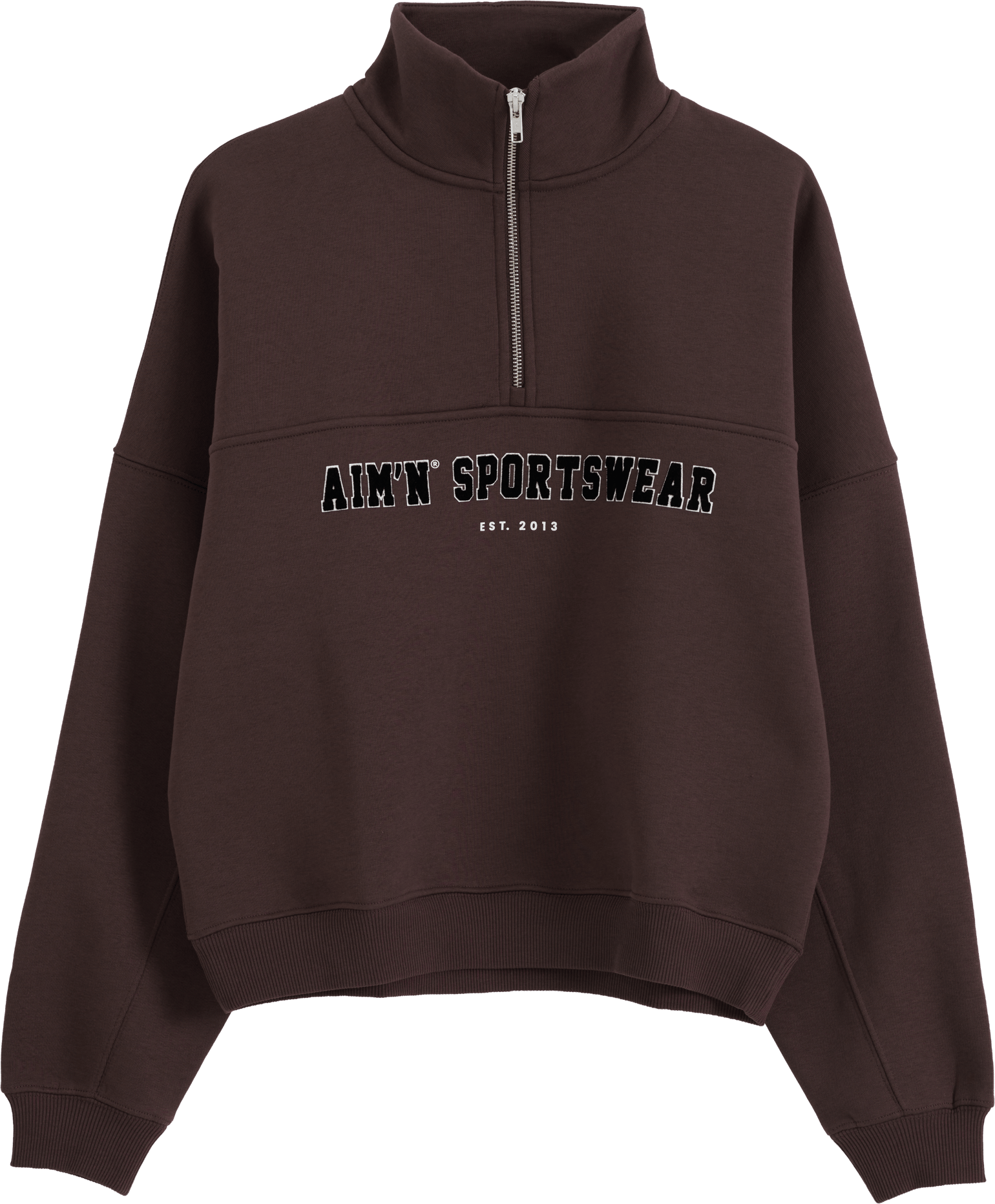 Aim'n Women's Varsity Sweat Half Zip Chocolate