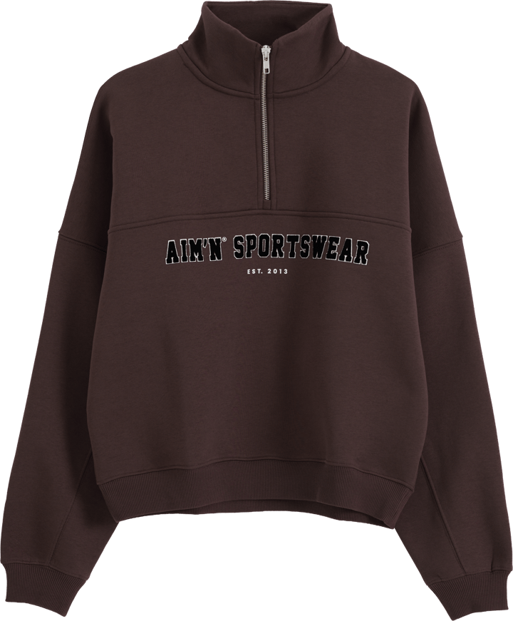 Aim'n Women's Varsity Sweat Half Zip Chocolate Aim'n