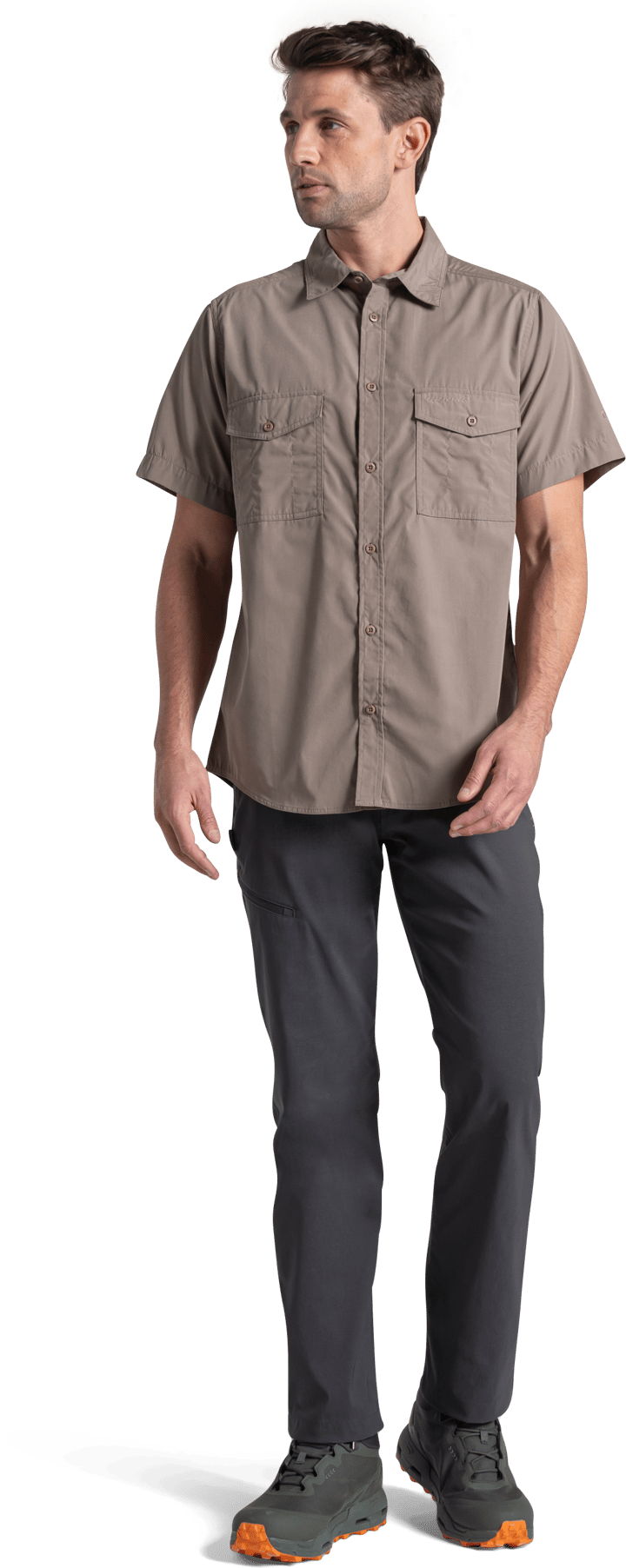 Craghoppers Men's Kiwi II Short Sleeved Shirt Pebble Craghoppers
