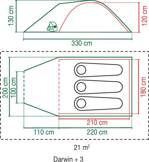 Coleman Tent Darwin 3+ Grey/Green Coleman