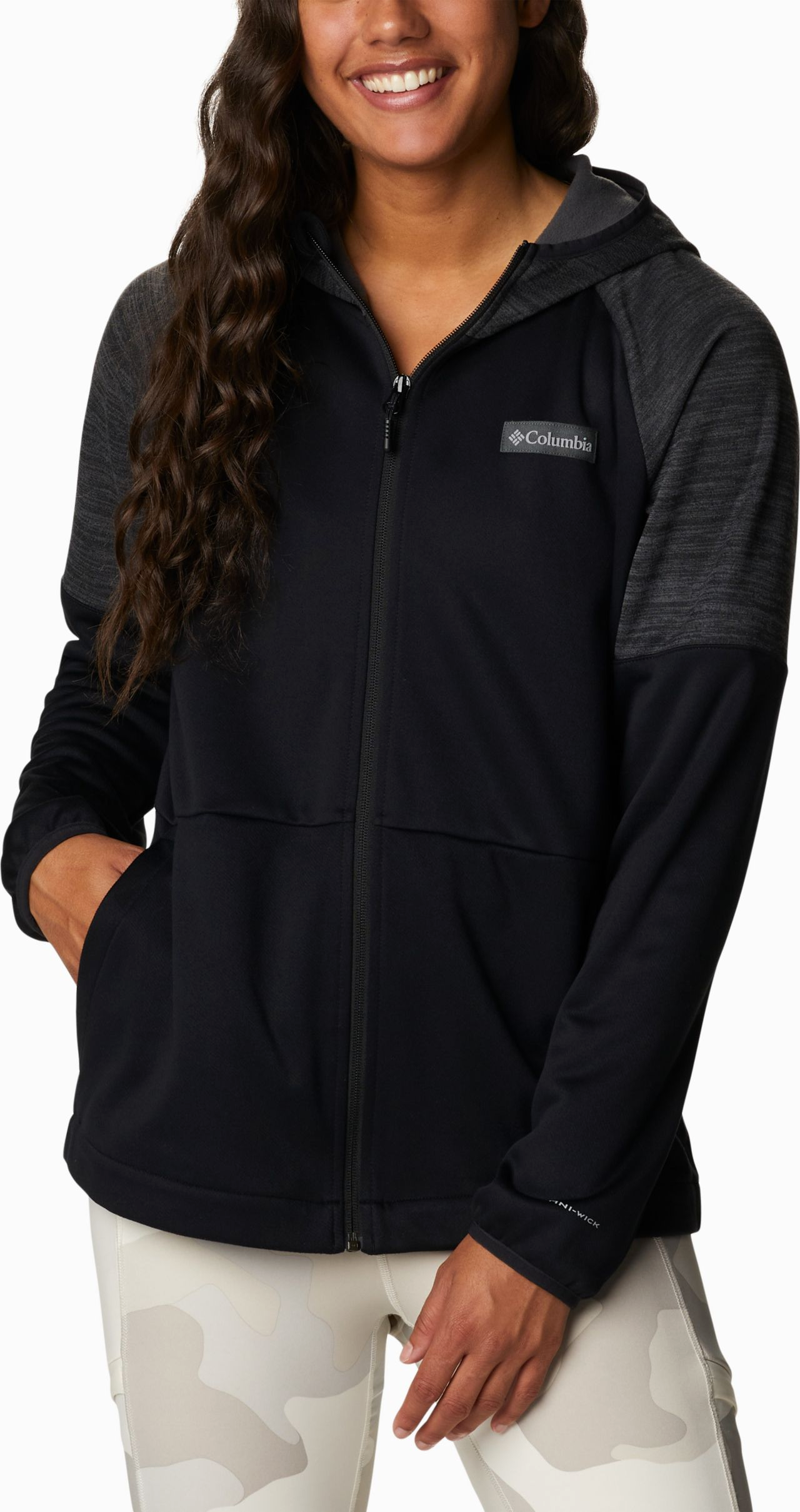 Columbia Montrail Women's Windgates Fullzip Hoodie Black, Black Heather S, Black, Black Heather