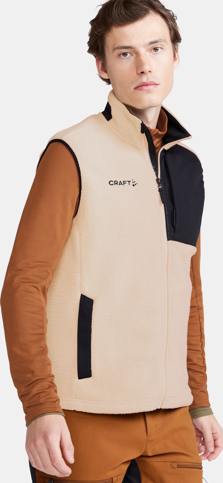 Craft Men's Adv Explore Pile Fleece Vest Ecru/Black Craft