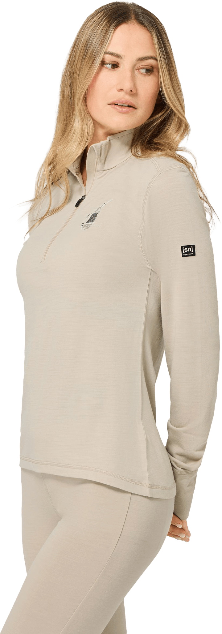 super.natural Women´s Tundra175 Zip 1/4 Bunny White Pepper/various super.natural