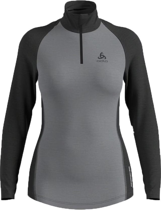 Odlo Women's Tn L/S Halfzip Natural  Grey Melange - Dark Grey Melange Odlo
