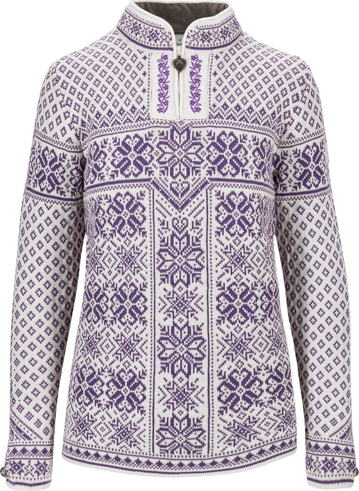 Women's Peace Sweater Offwhite Darkpurple Dale of Norway