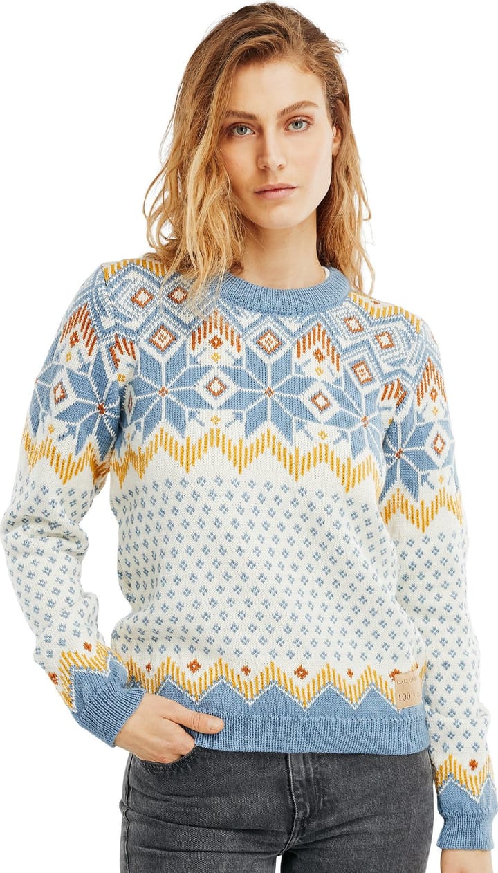 Women's Vilja Sweater OffWhite Blueshadow Mustard Dale of Norway