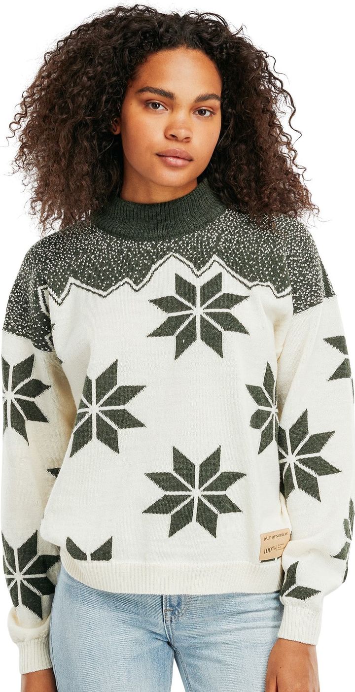 Women's Winter Star Sweater Offwhite Dark Green Dale of Norway