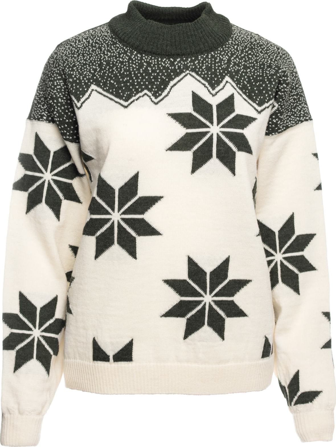 Women’s Winter Star Sweater Offwhite Dark Green