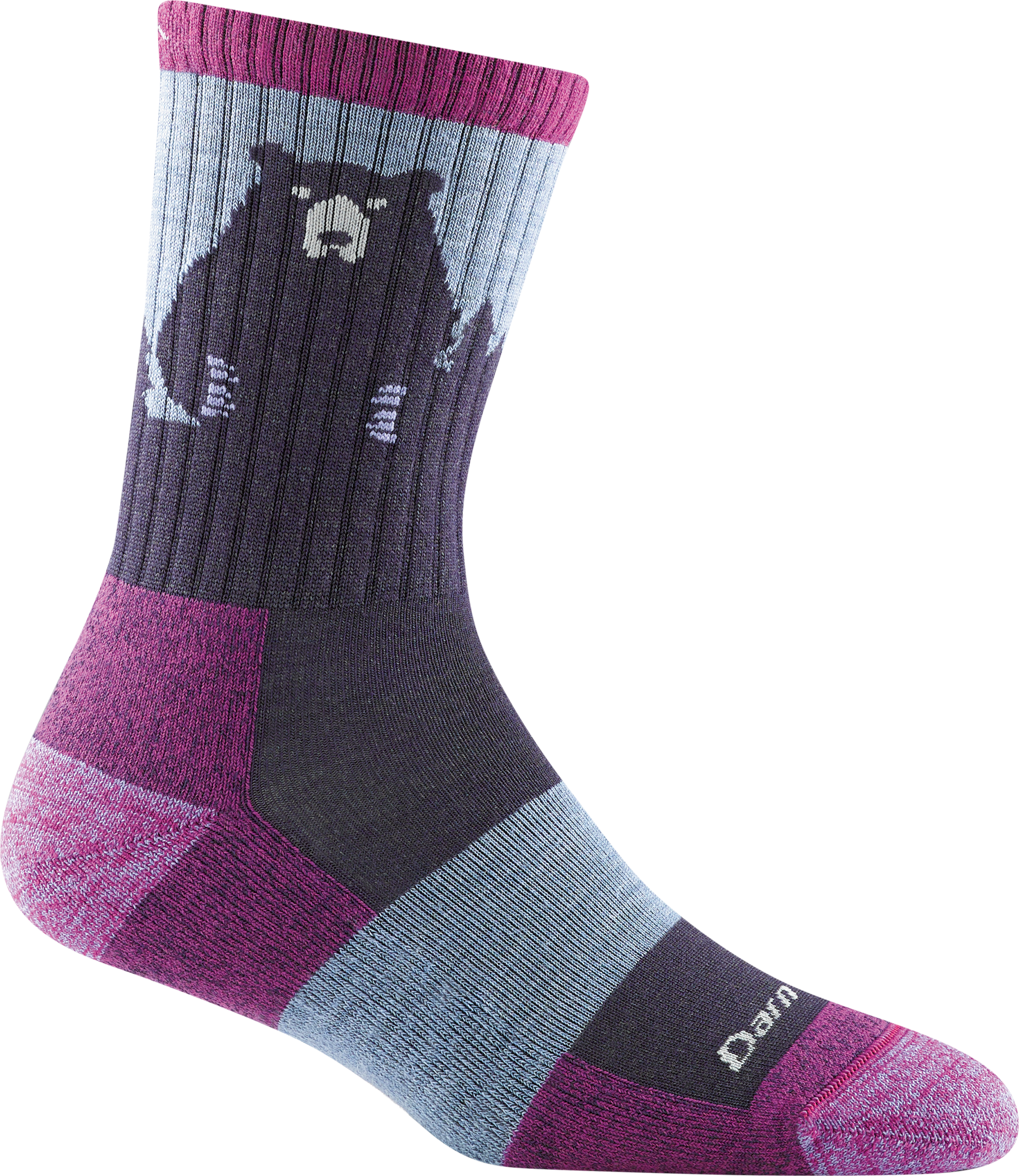 Darn Tough Women's Bear Town Micro Crew Light Cushion Burgundy