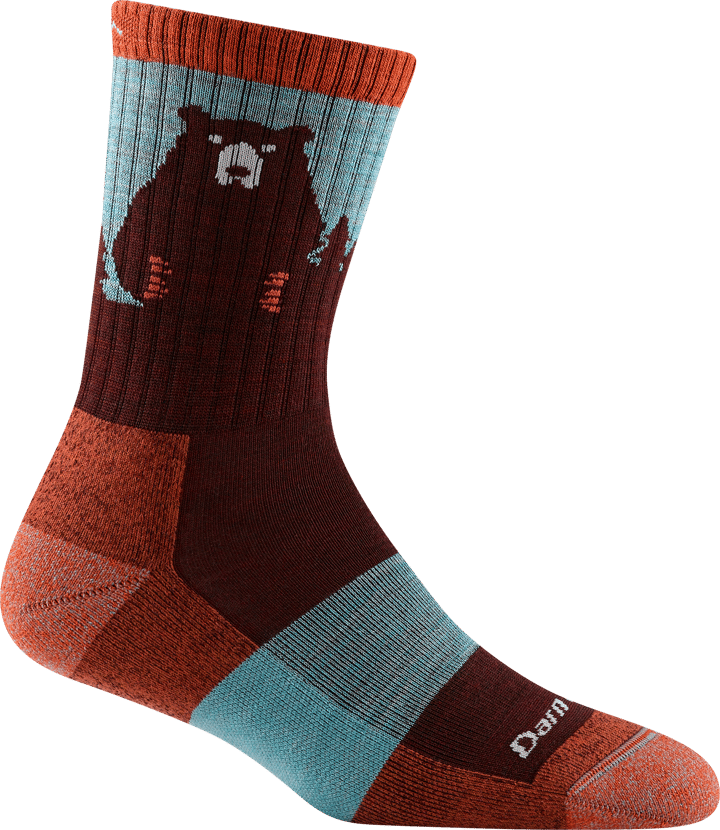 Darn Tough Women's Bear Town Micro Crew Light Cushion Burgundy Darn Tough