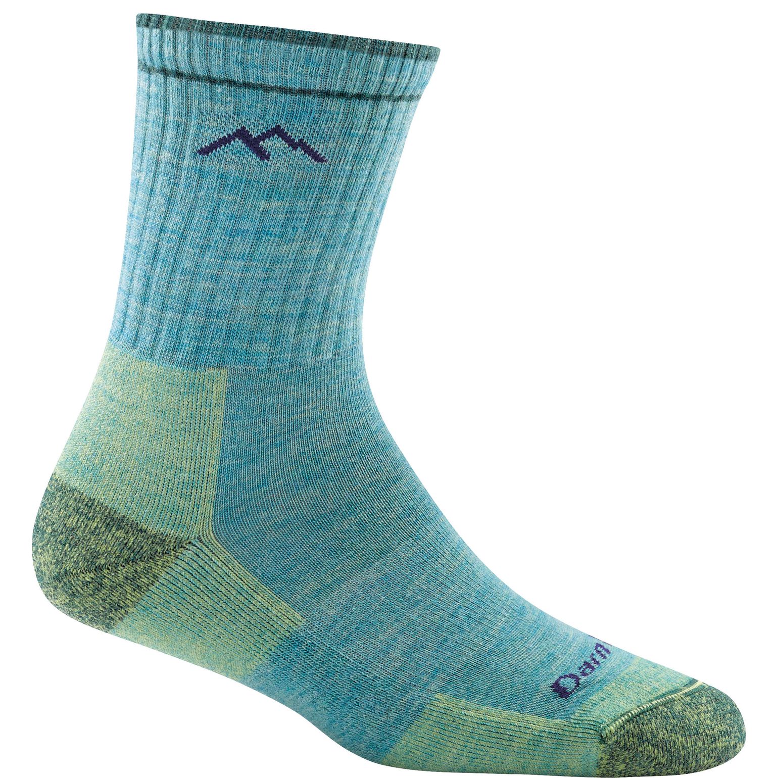 Women's Hiker Micro Crew Midweight Hiking Sock Cushion Aqua Hetaher