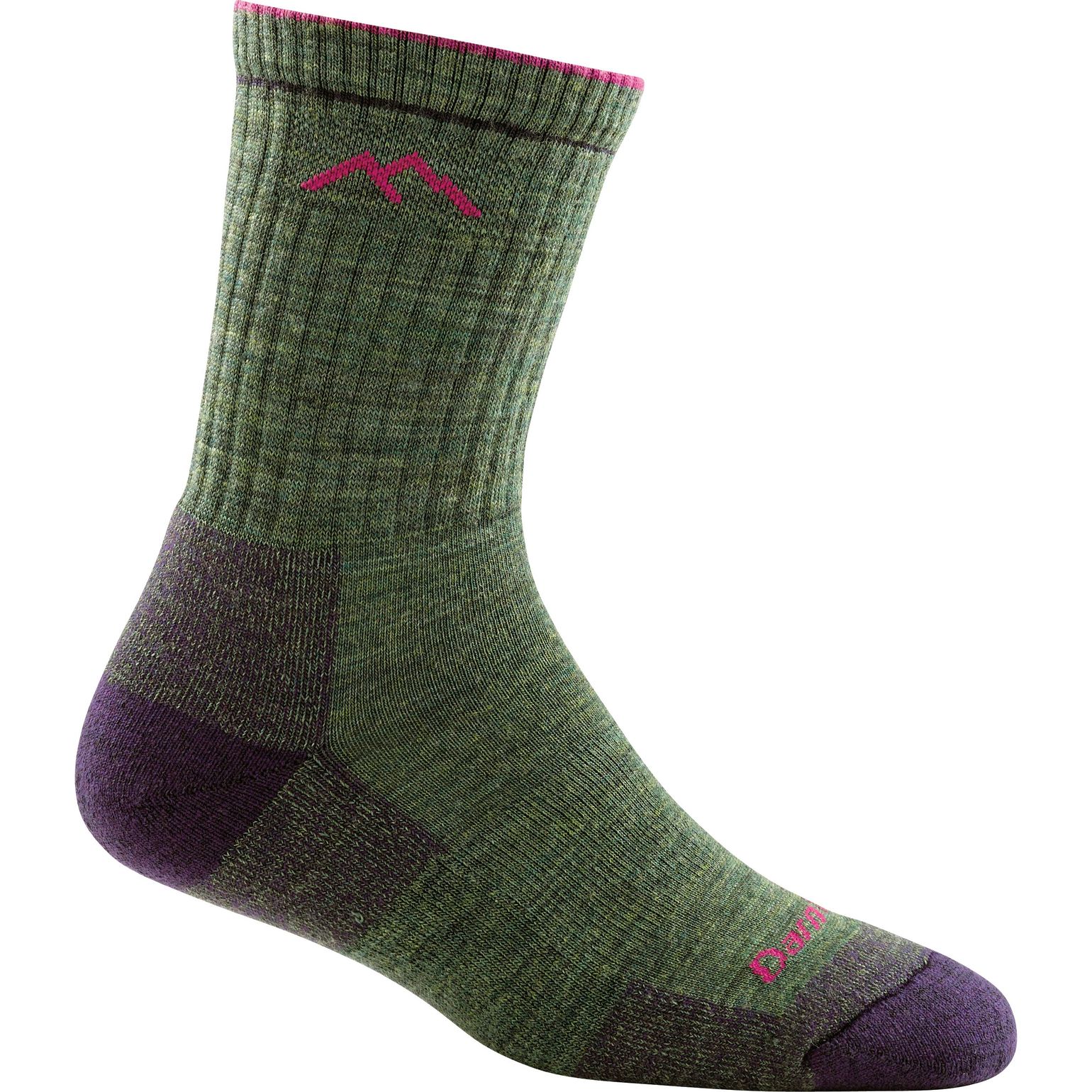 Women's Hiker Micro Crew Midweight Hiking Sock Cushion Moss Heather