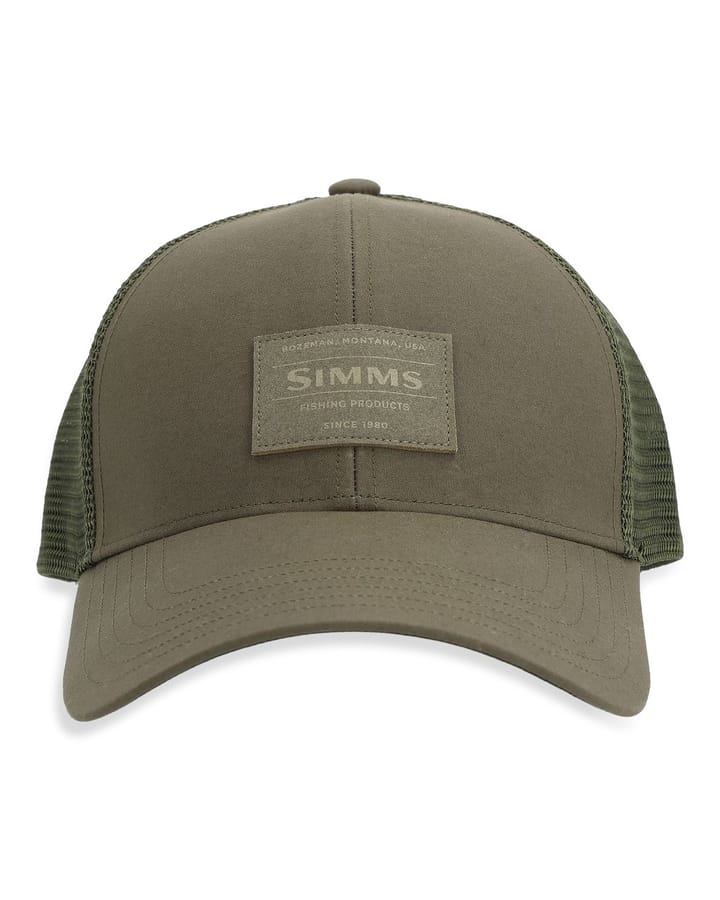 Simms Simms Cardwell Trucker Dark Olive Caps Med Tøff Lærdetalj Simms