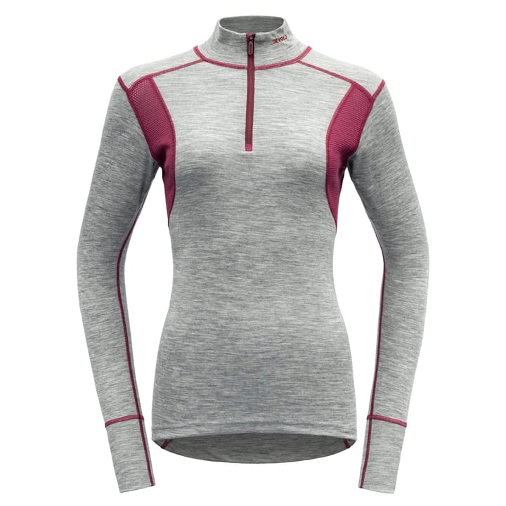 Devold Hiking Woman Half Zip Neck Greymelange/Beetroot Devold Devold Hiking Woman Half Zip Neck Greymelange/Beetroot Devold