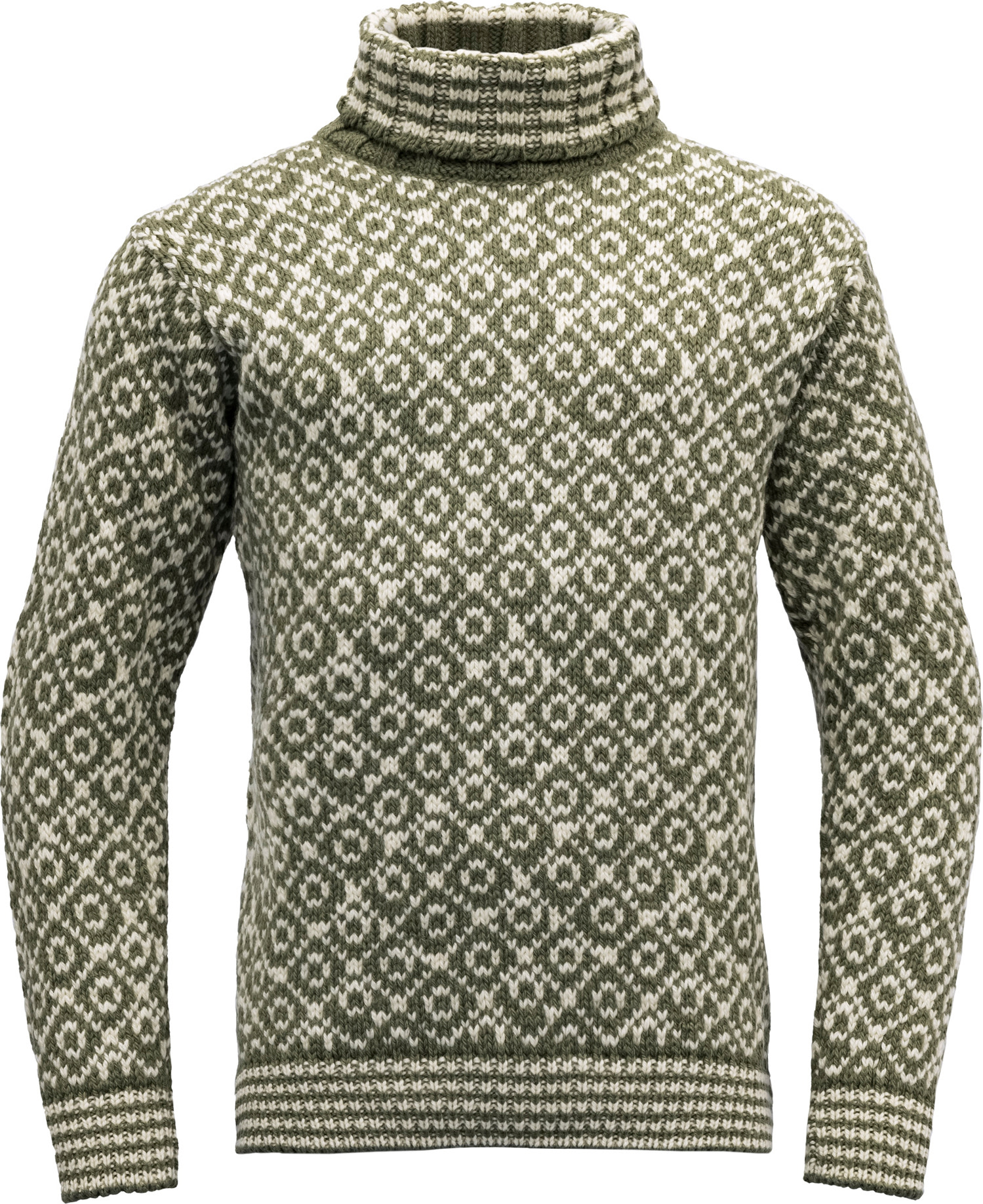 Unisex Svalbard Sweater High Neck OLIVE/OFFWHITE