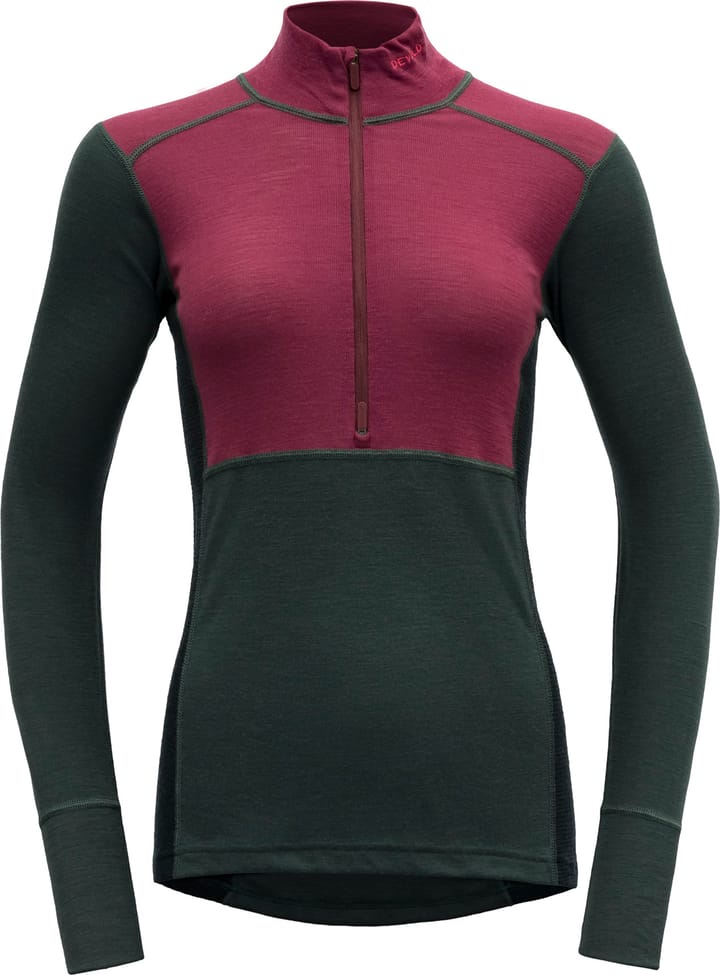 Devold Women's Lauparen Merino 190 Zip Neck BEETROOT/WOODS/INK Devold