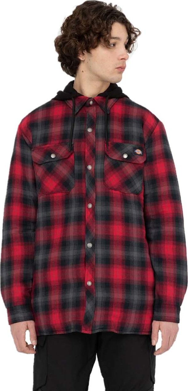 Dickies Men's Fleece Hood Flan Red/Black Muut vuorettomat takit XL