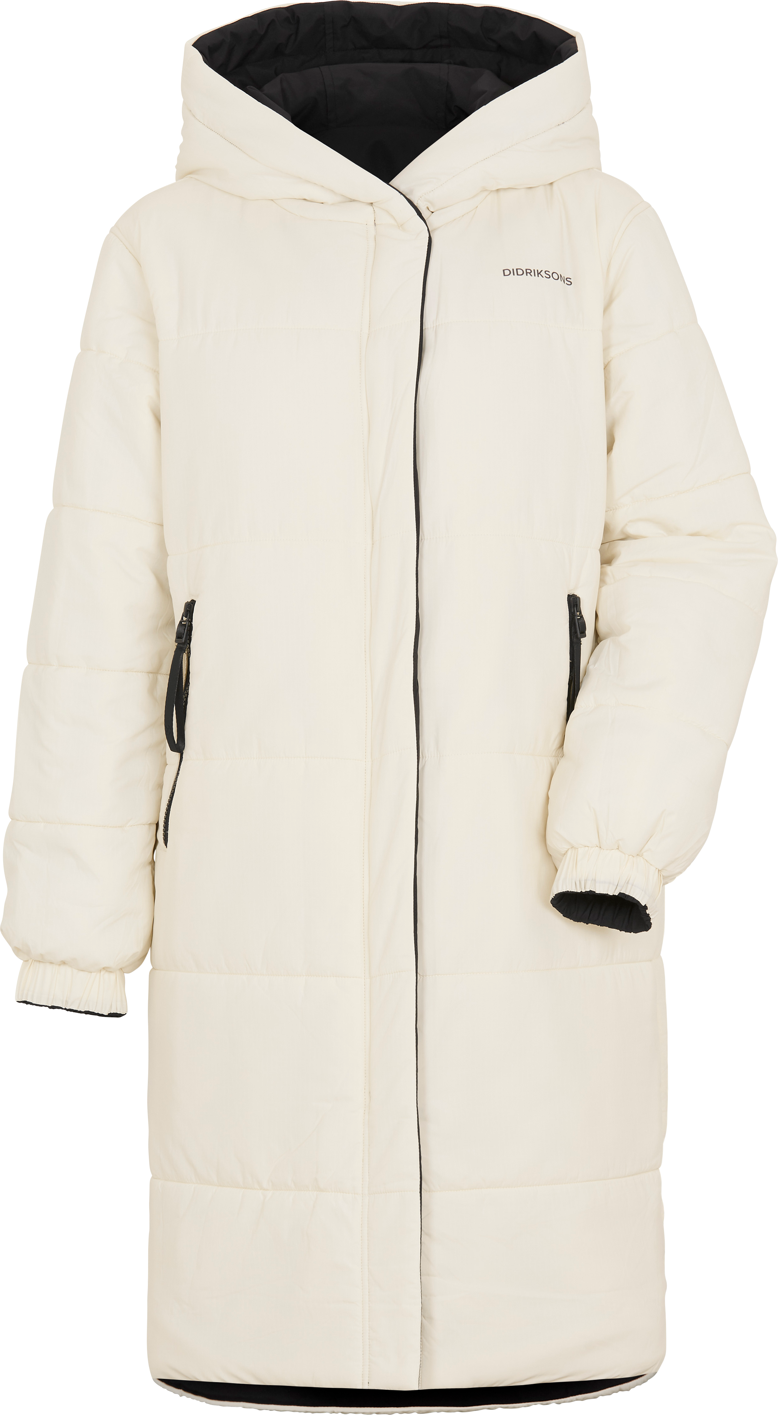 Didriksons Anna Reversible Women's Parka White Foam/Black Syntetisk parkas 36/38