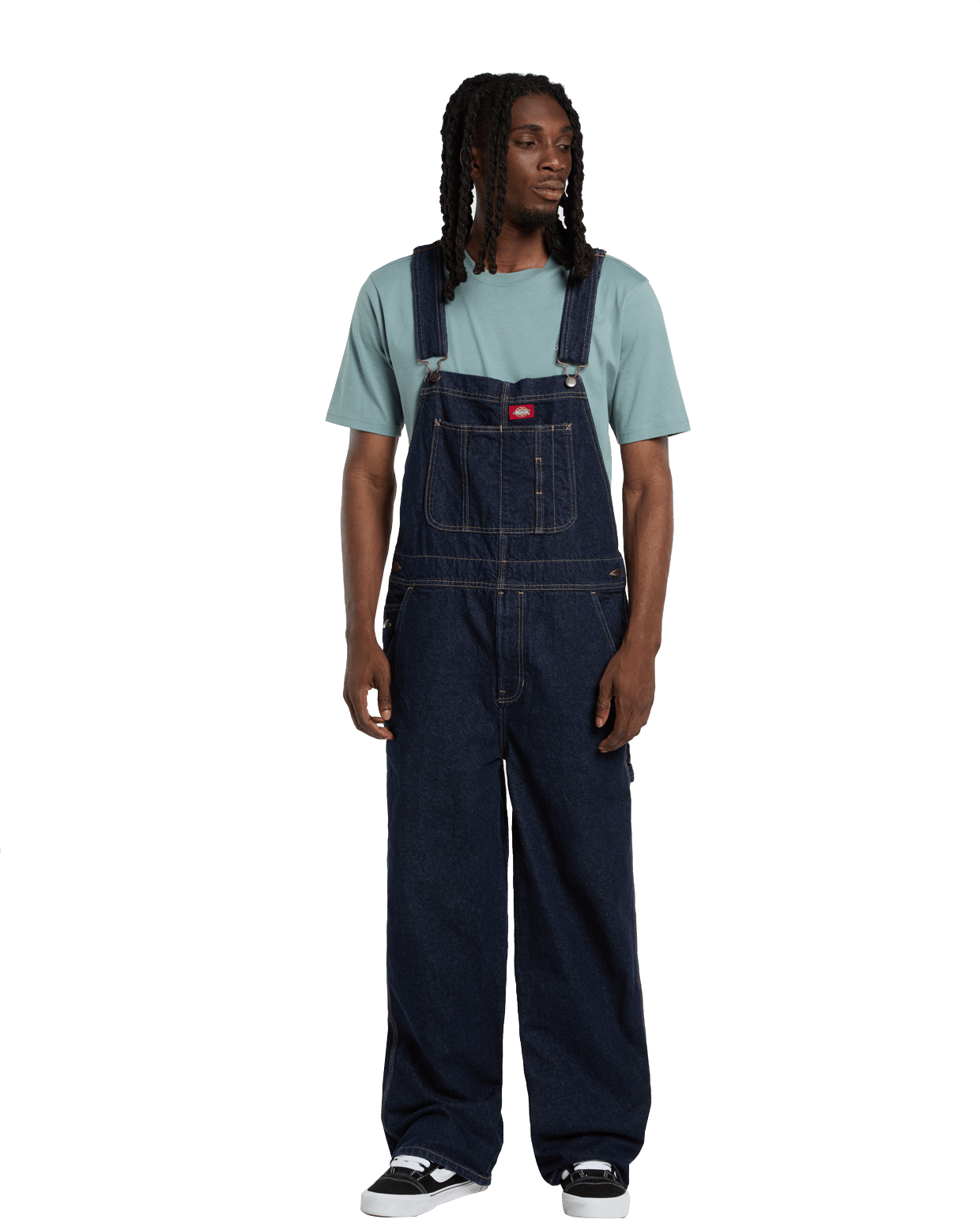 Dickies Men's Loose Denim Bib Rinsed