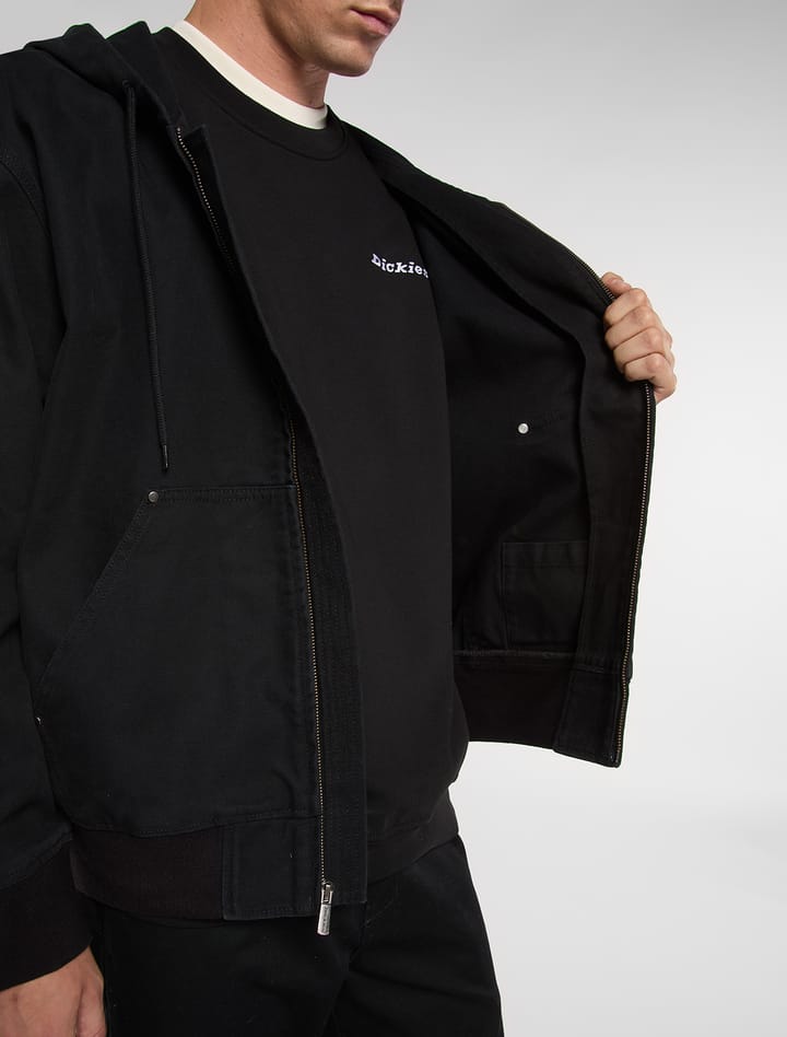 Dickies Men's Unlined Canvas Hooded Bomber Black Dickies