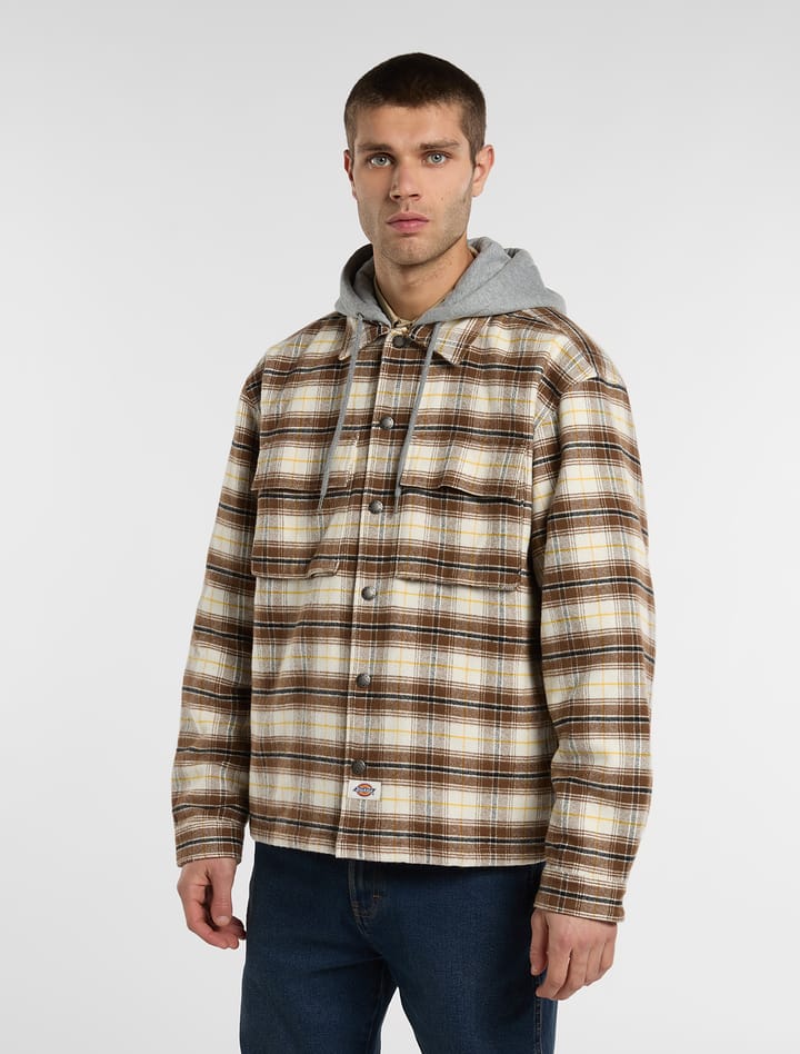 Dickies Men´s Eustis Hooded Flannel Shacket Egret Dickies
