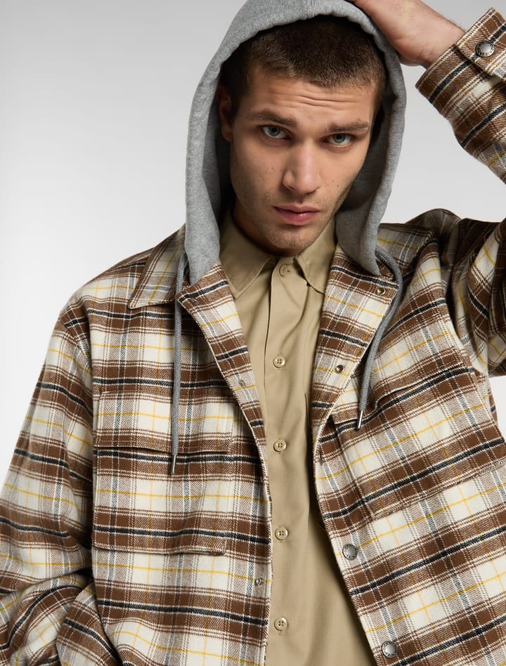 Dickies Men´s Eustis Hooded Flannel Shacket Egret Dickies