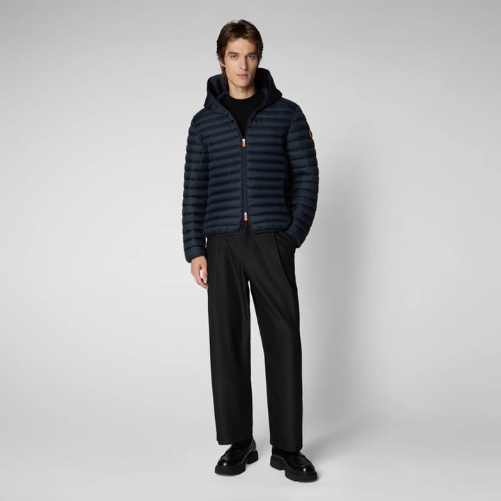 Save the Duck Men's Animal Free Hooded Puffer Jacket Donald Blue Black Save the Duck